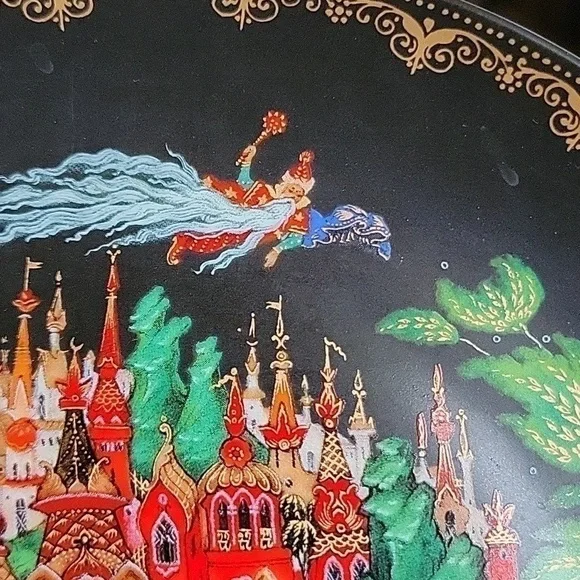 Vintage USSR Russian Folk Tale Vinogradoff Palekh Plates Handpainted Collectible - Picture 10 of 16